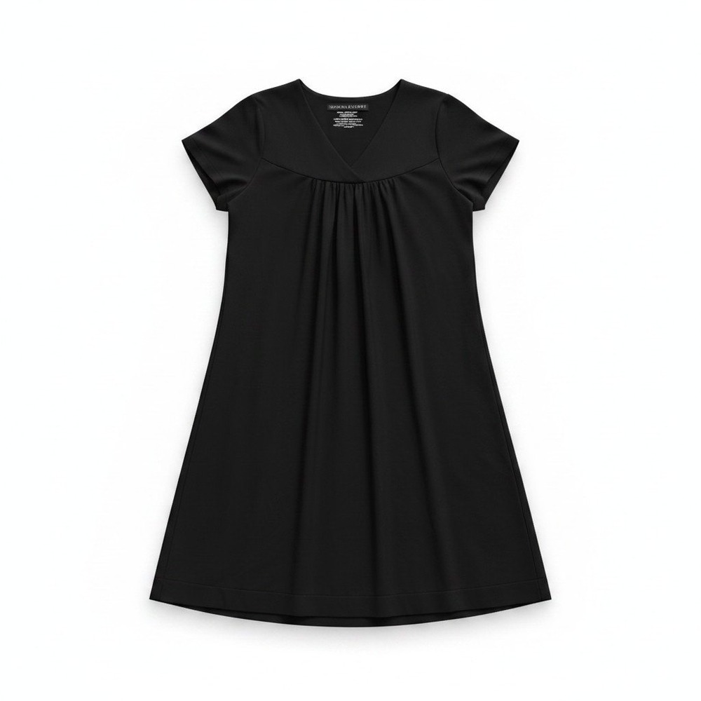 Fishers Finery Black Organic Cotton Modal Nightgown‎ V-Neck Sleep Dress Large